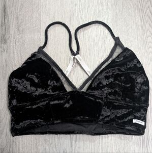 Aeropostale Black Crushed Velvet bralette size Large goth Retro Y2K velours alt